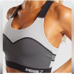 Gymshark Illusion Sports Bra Black/Charcoal/Light‎ Gray Size Small